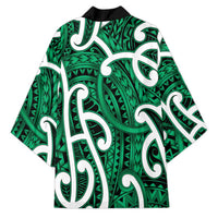 Aotearoa Maori Kowhaiwhai Kimono Kakariki Puhoro and Patiki