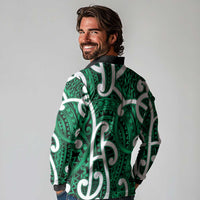 Aotearoa Maori Kowhaiwhai Long Sleeve Polo Shirt Kakariki Puhoro and Patiki LT9 - Polynesian Pride
