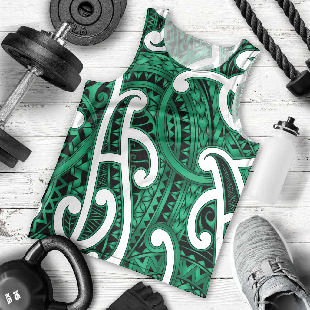 Aotearoa Maori Kowhaiwhai Men Tank Top Kakariki Puhoro and Patiki