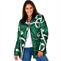 Aotearoa Maori Kowhaiwhai Padded Jacket Kakariki Puhoro and Patiki