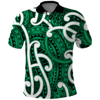 Aotearoa Maori Kowhaiwhai Polo Shirt Kakariki Puhoro and Patiki LT9 Green - Polynesian Pride