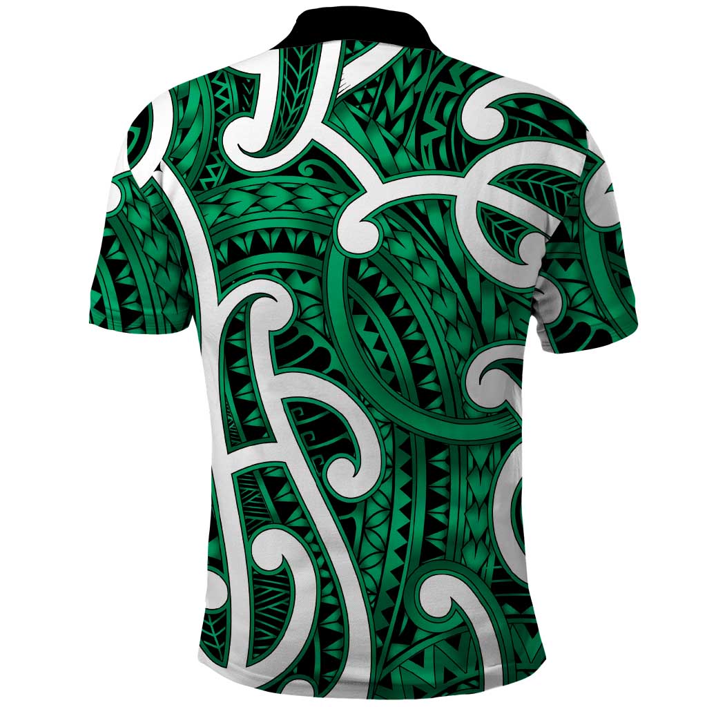 Aotearoa Maori Kowhaiwhai Polo Shirt Kakariki Puhoro and Patiki LT9 - Polynesian Pride