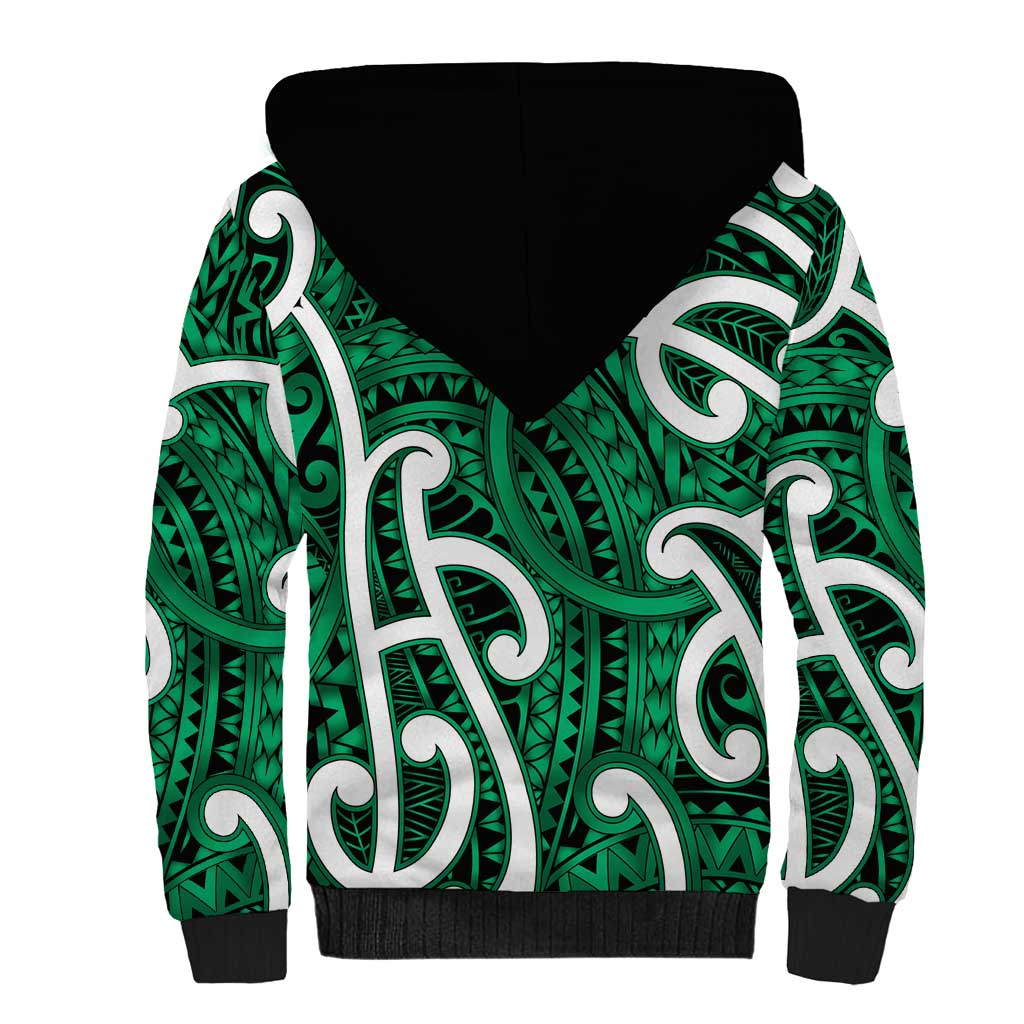 Aotearoa Maori Kowhaiwhai Sherpa Hoodie Kakariki Puhoro and Patiki LT9 - Polynesian Pride
