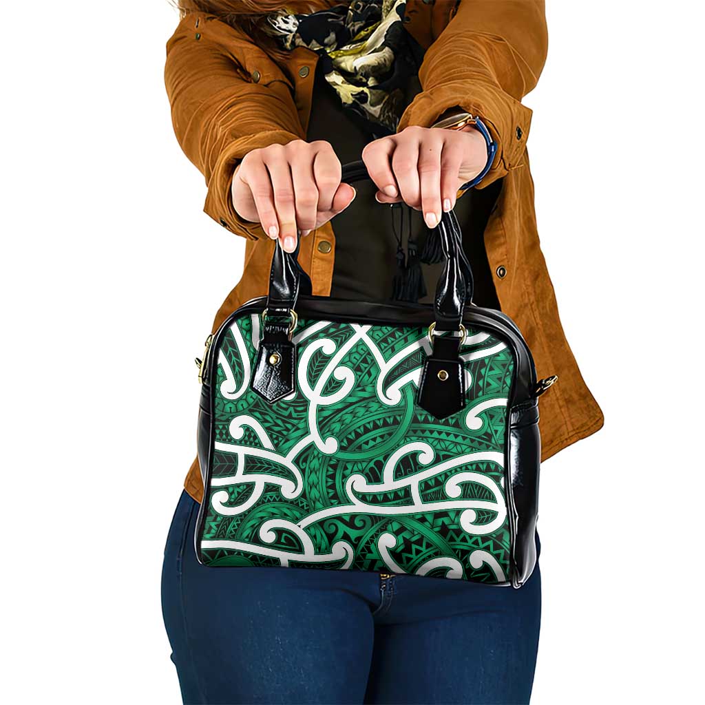 Aotearoa Maori Kowhaiwhai Shoulder Handbag Kakariki Puhoro and Patiki