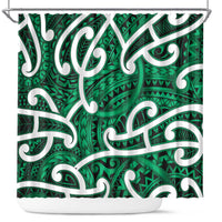 Aotearoa Maori Kowhaiwhai Shower Curtain Kakariki Puhoro and Patiki