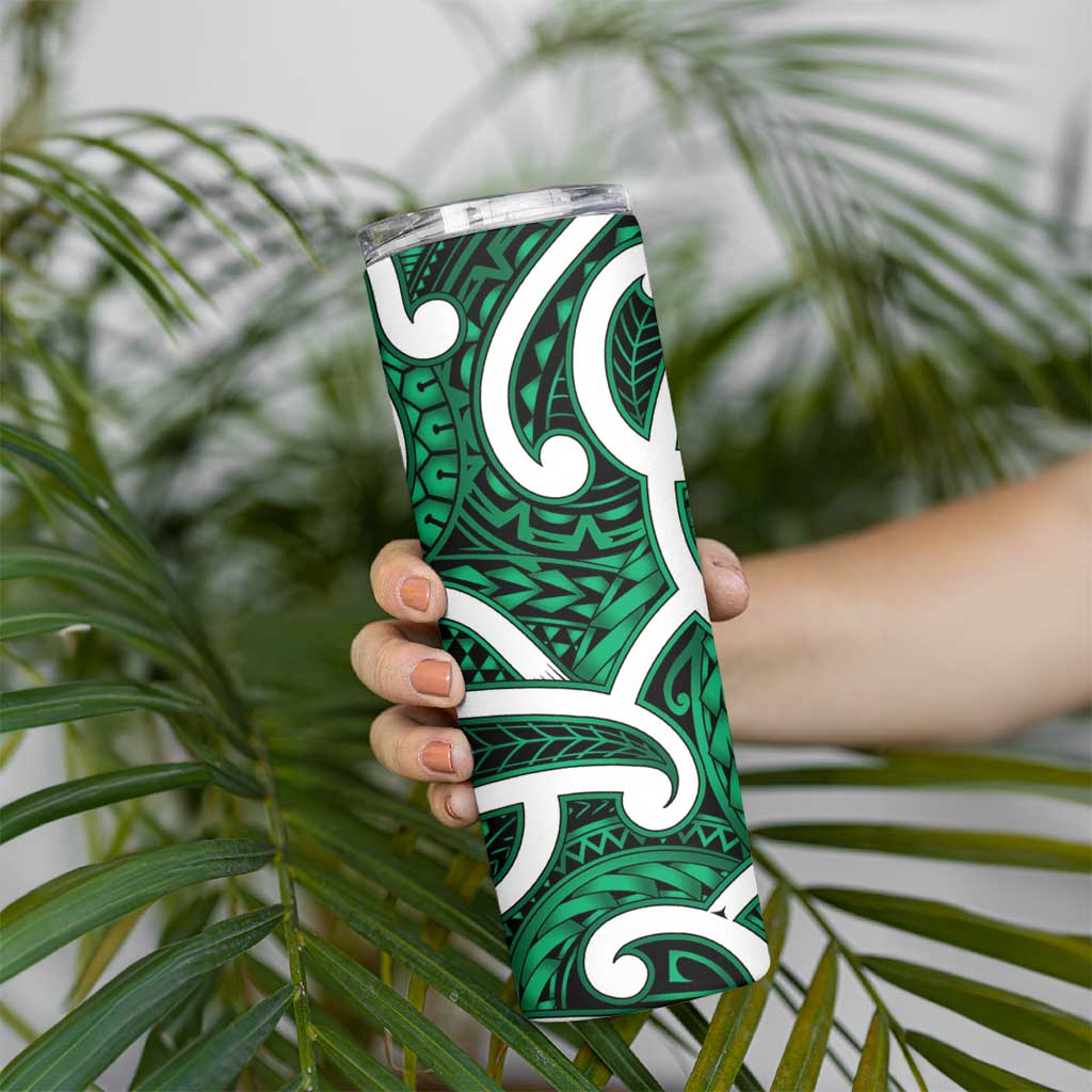 Aotearoa Maori Kowhaiwhai Skinny Tumbler Kakariki Puhoro and Patiki LT9 - Polynesian Pride