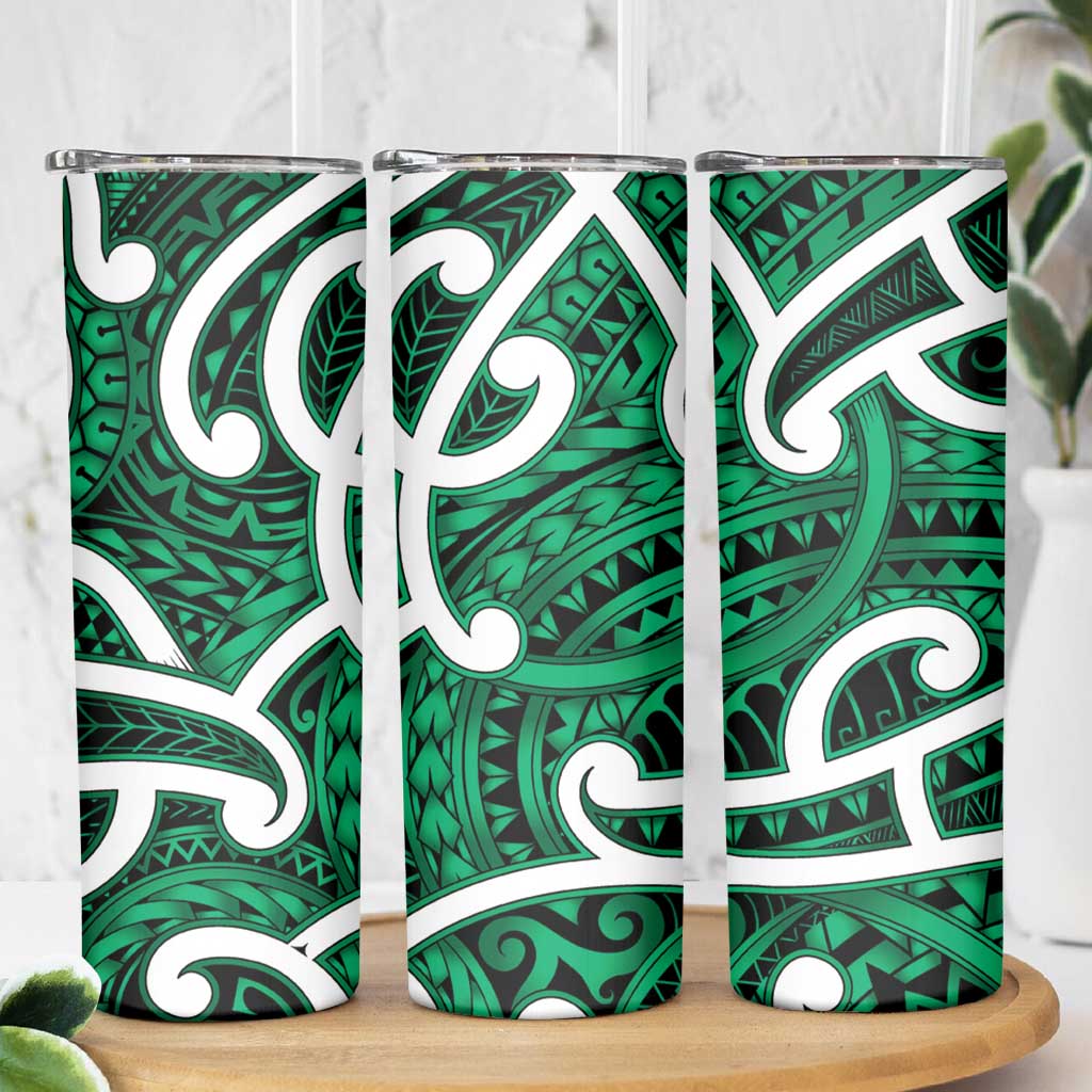 Aotearoa Maori Kowhaiwhai Skinny Tumbler Kakariki Puhoro and Patiki LT9 - Polynesian Pride
