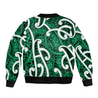 Aotearoa Maori Kowhaiwhai Sleeve Zip Bomber Jacket Kakariki Puhoro and Patiki LT9 - Polynesian Pride