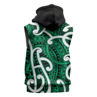 Aotearoa Maori Kowhaiwhai Sleeveless Hoodie Kakariki Puhoro and Patiki LT9 - Polynesian Pride