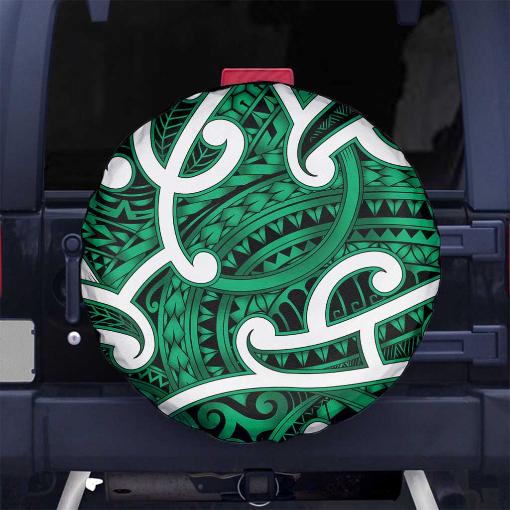 Aotearoa Maori Kowhaiwhai Spare Tire Cover Kakariki Puhoro and Patiki LT9 No hole Green - Polynesian Pride