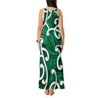 Aotearoa Maori Kowhaiwhai Tank Maxi Dress Kakariki Puhoro and Patiki LT9 - Polynesian Pride
