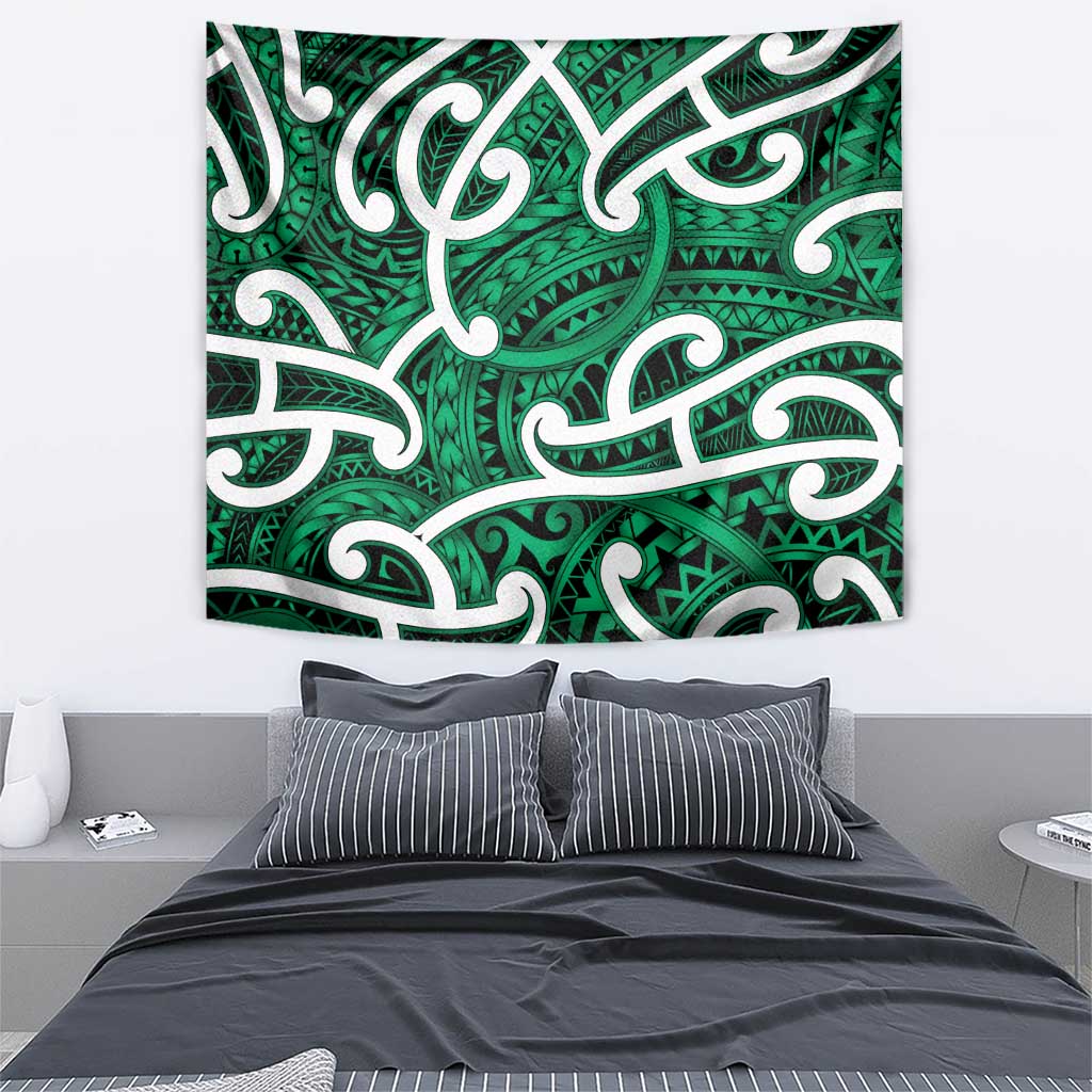 Aotearoa Maori Kowhaiwhai Tapestry Kakariki Puhoro and Patiki