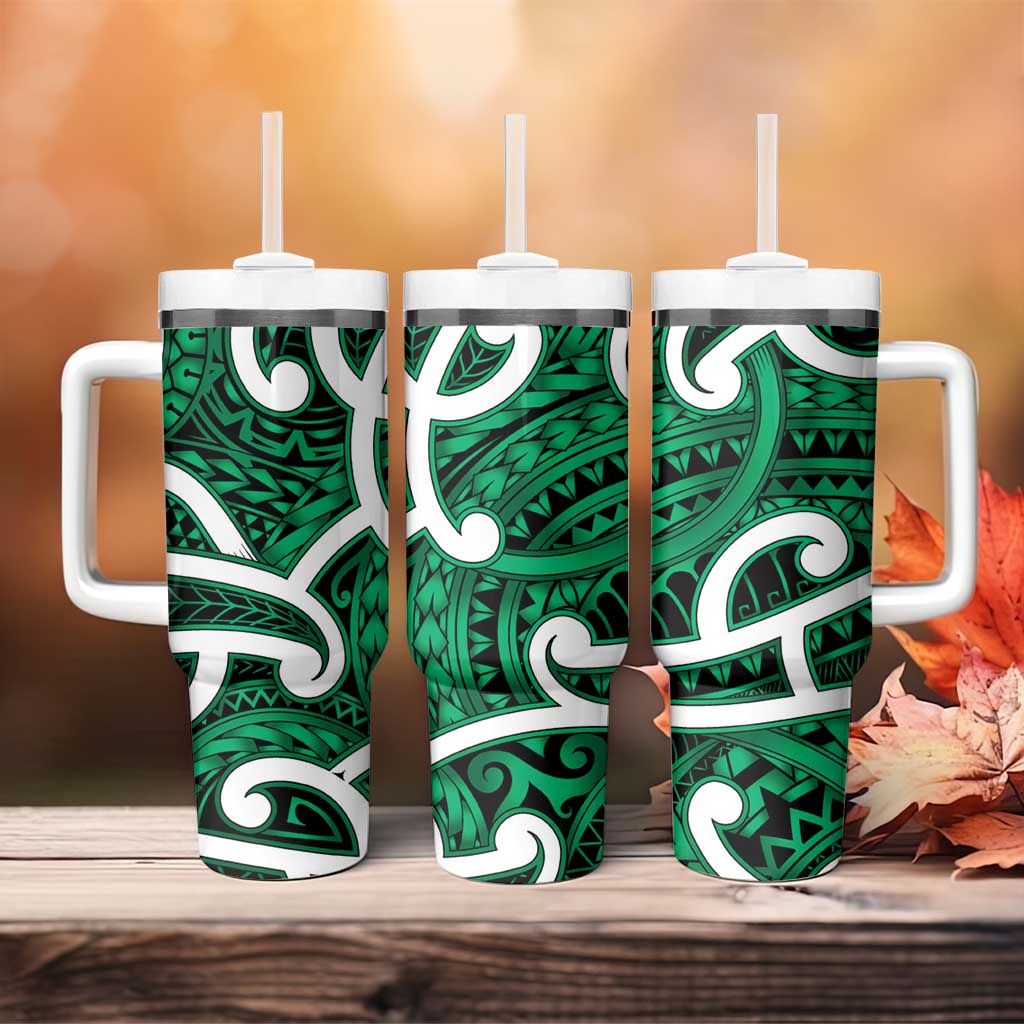 Aotearoa Maori Kowhaiwhai Tumbler With Handle Kakariki Puhoro and Patiki