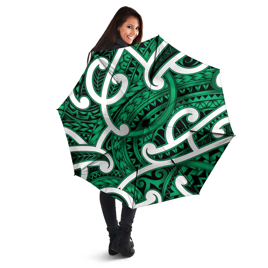 Aotearoa Maori Kowhaiwhai Umbrella Kakariki Puhoro and Patiki