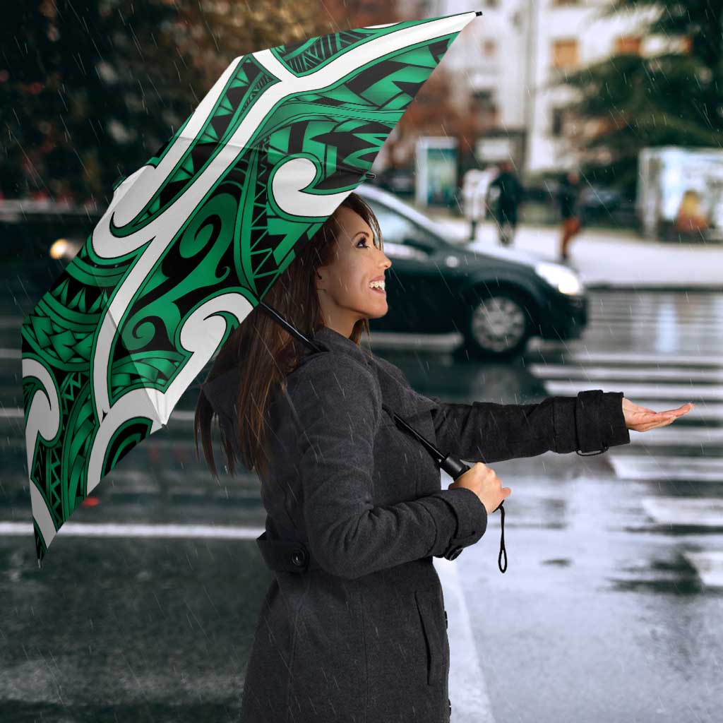 Aotearoa Maori Kowhaiwhai Umbrella Kakariki Puhoro and Patiki