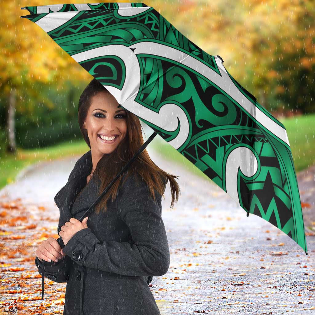 Aotearoa Maori Kowhaiwhai Umbrella Kakariki Puhoro and Patiki