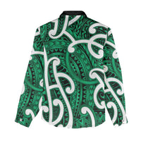 Aotearoa Maori Kowhaiwhai Women Casual Shirt Kakariki Puhoro and Patiki LT9 - Polynesian Pride