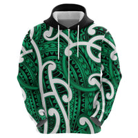 Aotearoa Maori Kowhaiwhai Zip Hoodie Kakariki Puhoro and Patiki LT9 - Polynesian Pride