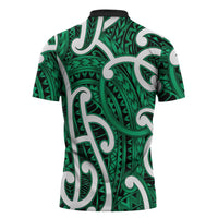 Aotearoa Maori Kowhaiwhai Zipper Polo Shirt Kakariki Puhoro and Patiki LT9 - Polynesian Pride
