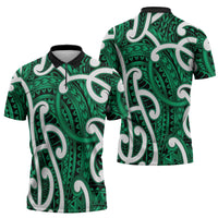 Aotearoa Maori Kowhaiwhai Zipper Polo Shirt Kakariki Puhoro and Patiki LT9 - Polynesian Pride
