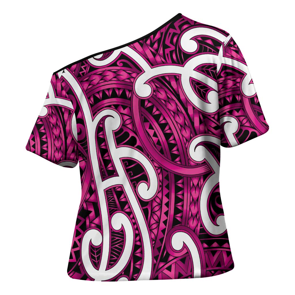 Aotearoa Maori Kowhaiwhai Cross Shoulder Shirt Mawhero Puhoro and Patiki LT9 - Polynesian Pride