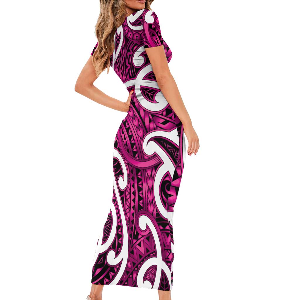Aotearoa Maori Kowhaiwhai Family Matching Short Sleeve Bodycon Dress and Hawaiian Shirt Mawhero Puhoro and Patiki LT9 - Polynesian Pride