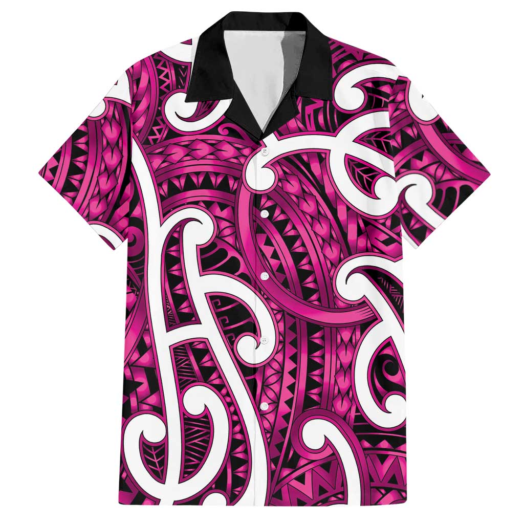 Aotearoa Maori Kowhaiwhai Hawaiian Shirt Mawhero Puhoro and Patiki LT9 Pink - Polynesian Pride