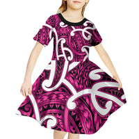 Aotearoa Maori Kowhaiwhai Kid Short Sleeve Dress Mawhero Puhoro and Patiki LT9 - Polynesian Pride