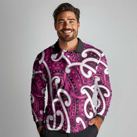 Aotearoa Maori Kowhaiwhai Long Sleeve Polo Shirt Mawhero Puhoro and Patiki LT9 - Polynesian Pride