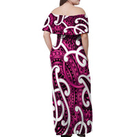 Aotearoa Maori Kowhaiwhai Off Shoulder Maxi Dress Mawhero Puhoro and Patiki LT9 - Polynesian Pride
