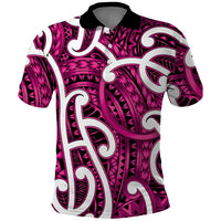 Aotearoa Maori Kowhaiwhai Polo Shirt Mawhero Puhoro and Patiki LT9 Pink - Polynesian Pride