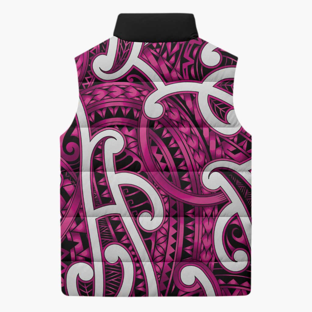 Aotearoa Maori Kowhaiwhai Sleeveless Puffer Jacket Mawhero Puhoro and Patiki