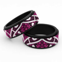 Aotearoa Maori Kowhaiwhai Spinner Ring Mawhero Puhoro and Patiki LT9 Black Pink - Polynesian Pride