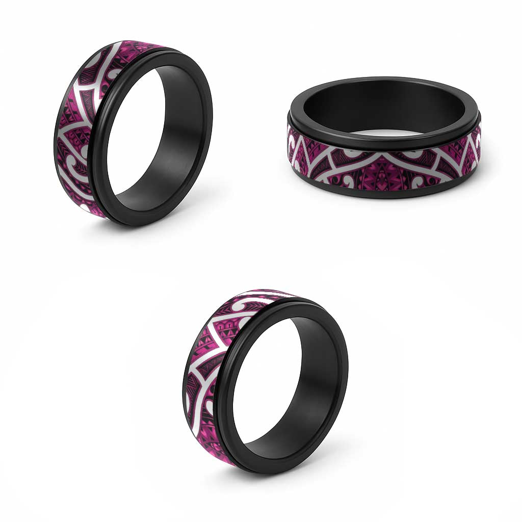 Aotearoa Maori Kowhaiwhai Spinner Ring Mawhero Puhoro and Patiki LT9 - Polynesian Pride