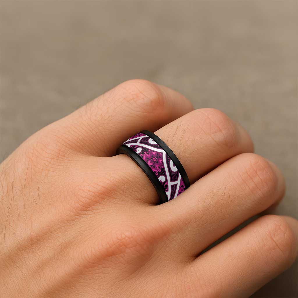 Aotearoa Maori Kowhaiwhai Spinner Ring Mawhero Puhoro and Patiki LT9 - Polynesian Pride