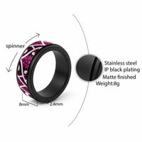 Aotearoa Maori Kowhaiwhai Spinner Ring Mawhero Puhoro and Patiki LT9 - Polynesian Pride