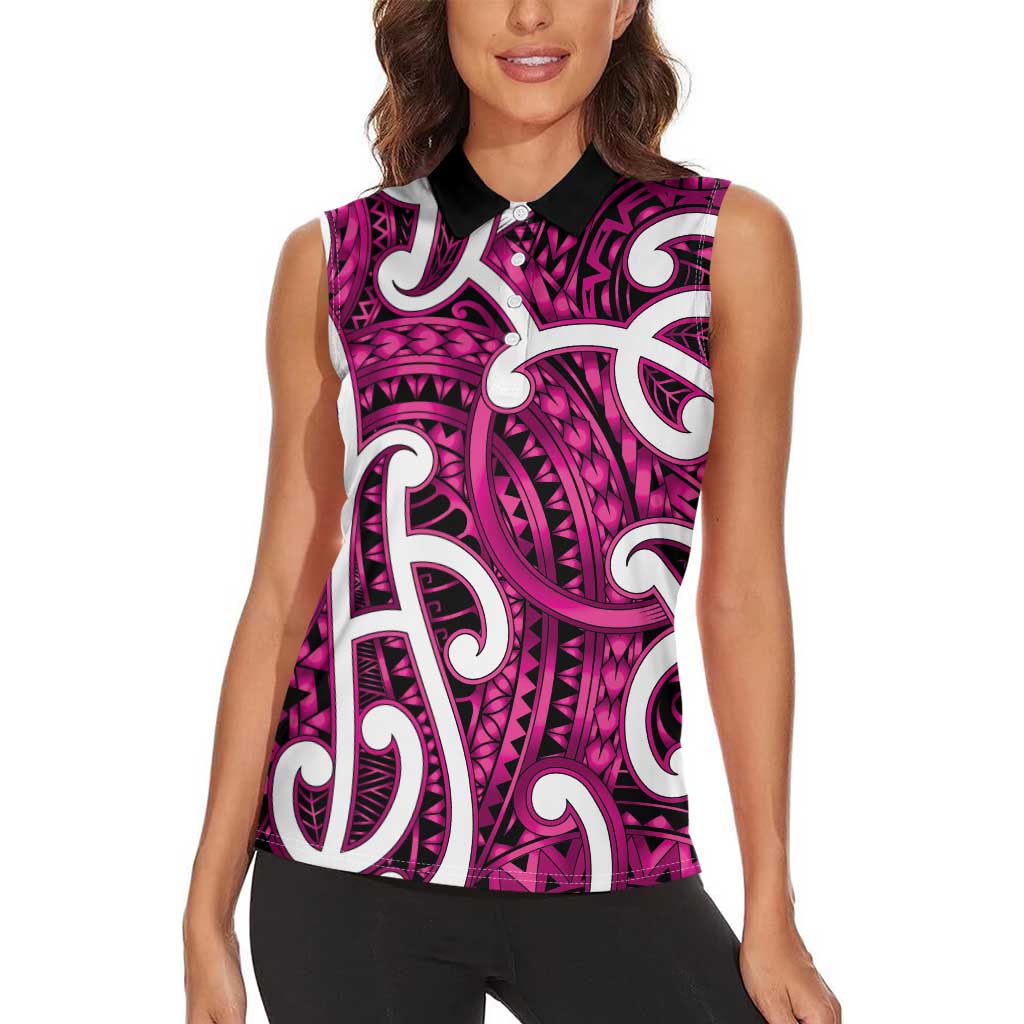 Aotearoa Maori Kowhaiwhai Women Sleeveless Polo Shirt Mawhero Puhoro and Patiki LT9 - Polynesian Pride