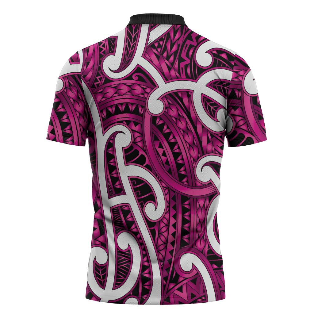 Aotearoa Maori Kowhaiwhai Zipper Polo Shirt Mawhero Puhoro and Patiki LT9 - Polynesian Pride