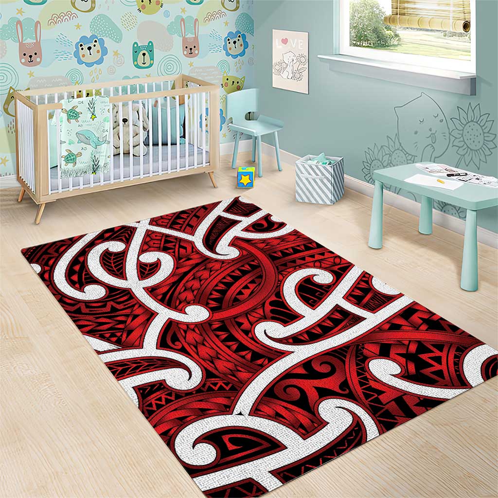 Aotearoa Maori Kowhaiwhai Area Rug Whero Puhoro and Patiki
