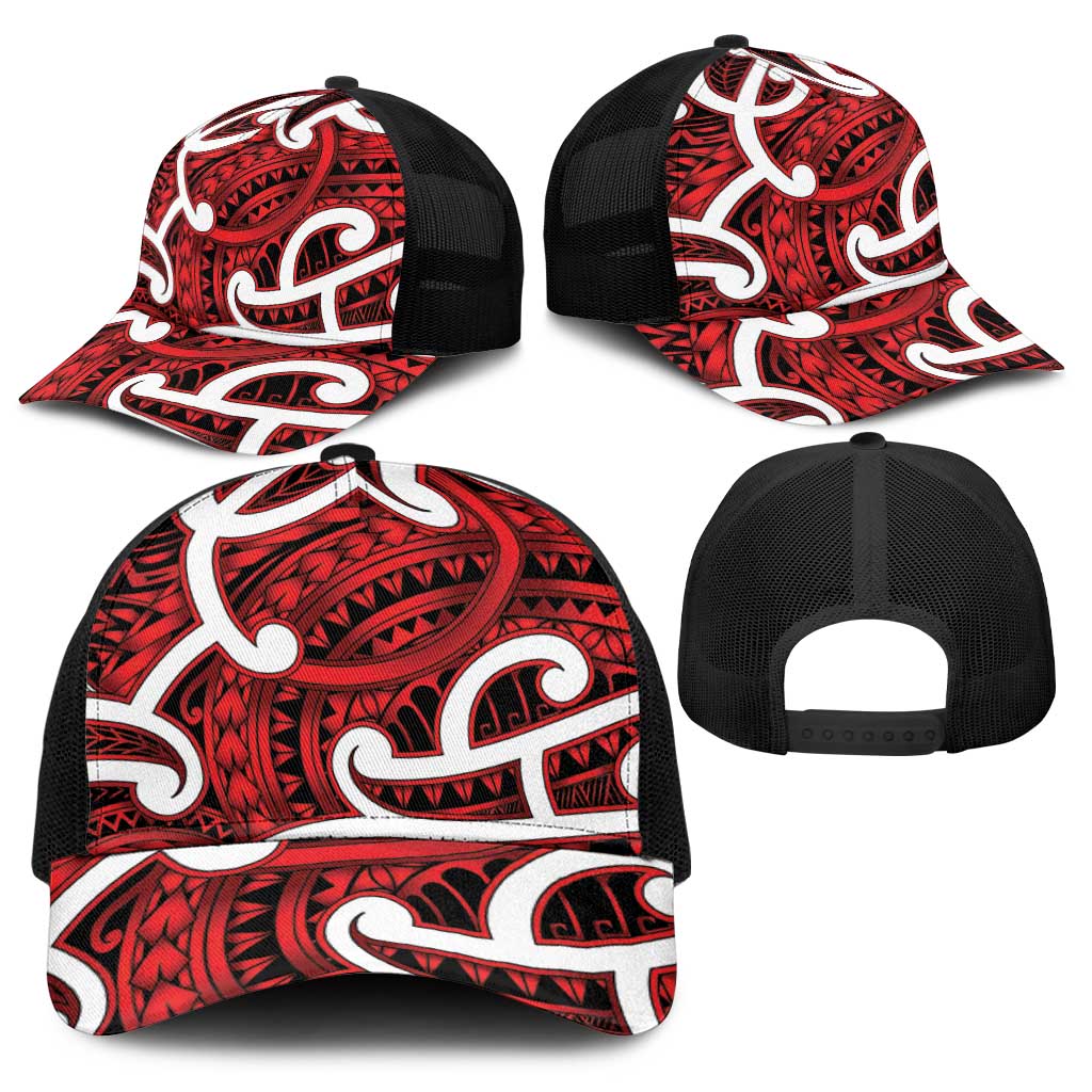 Aotearoa Maori Kowhaiwhai Baseball Net Cap Whero Puhoro and Patiki