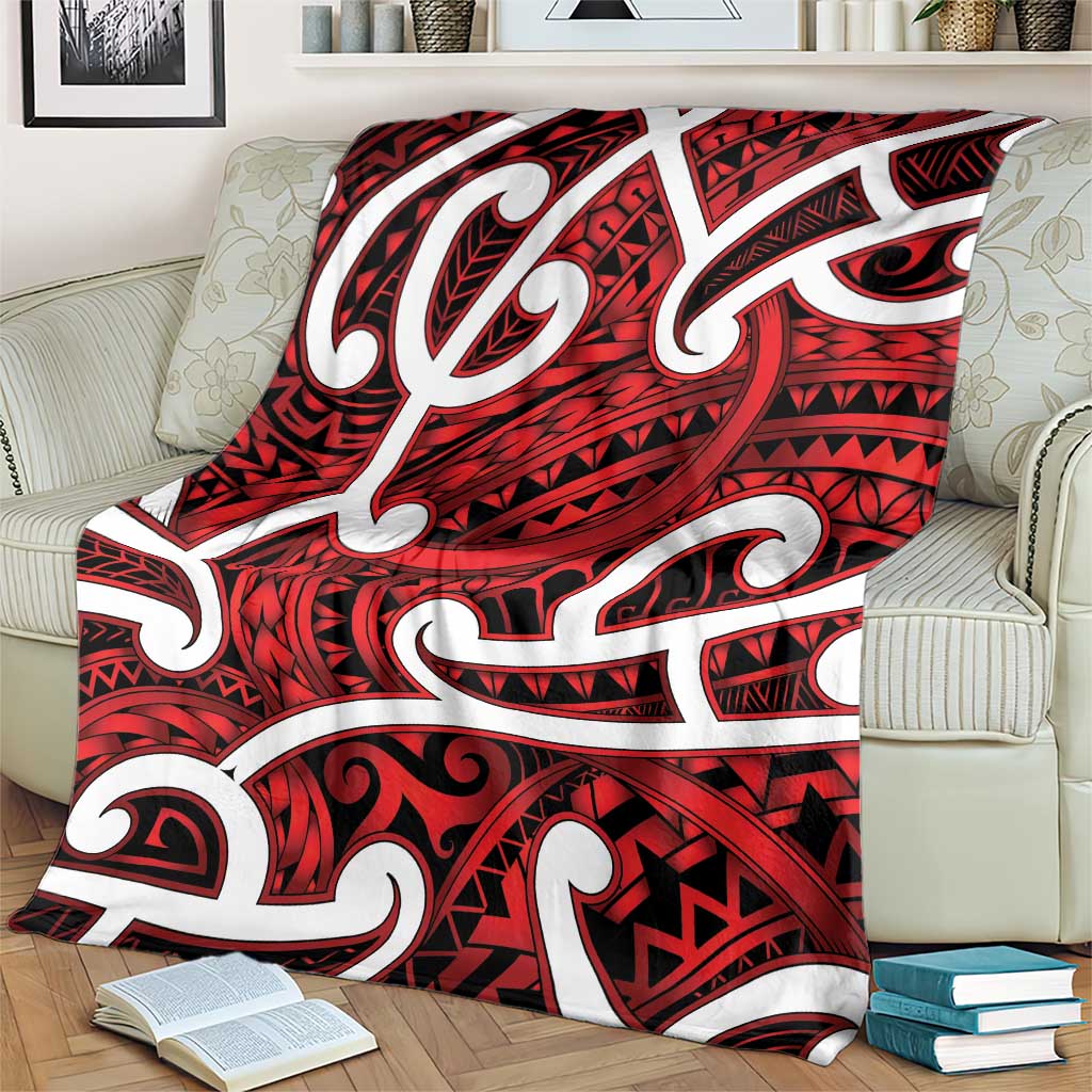 Aotearoa Maori Kowhaiwhai Blanket Whero Puhoro and Patiki