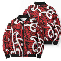 Aotearoa Maori Kowhaiwhai Bomber Puffer Jacket Whero Puhoro and Patiki