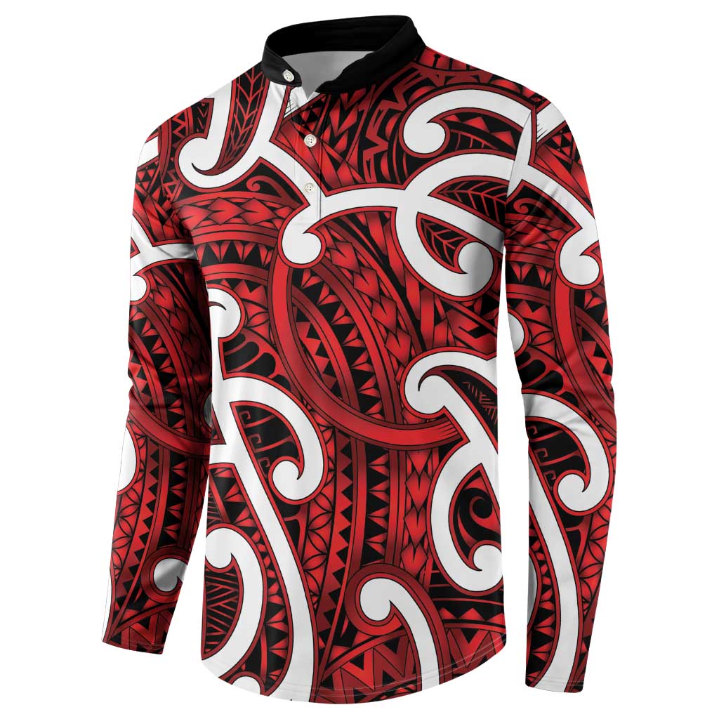 Aotearoa Maori Kowhaiwhai Button Sweatshirt Whero Puhoro and Patiki
