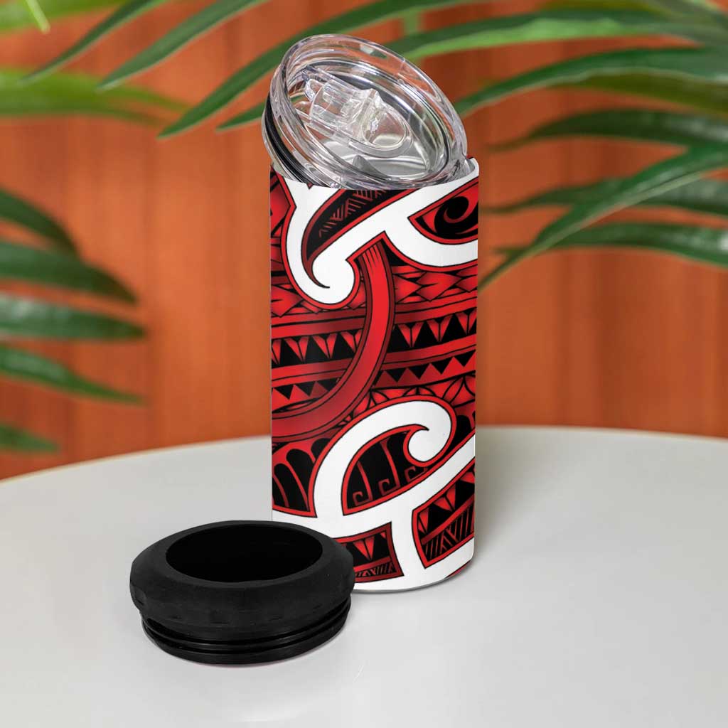 Aotearoa Maori Kowhaiwhai 4 in 1 Can Cooler Tumbler Whero Puhoro and Patiki LT9 - Polynesian Pride