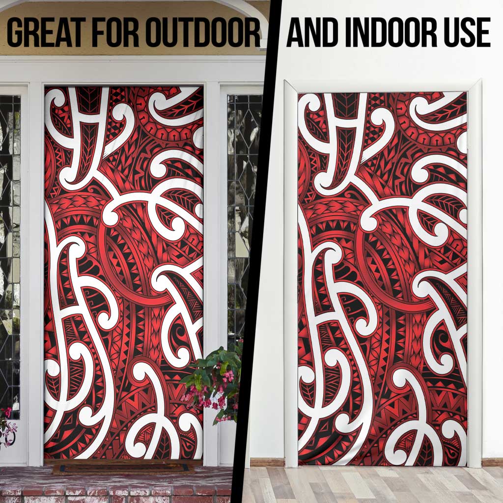 Aotearoa Maori Kowhaiwhai Door Cover Whero Puhoro and Patiki