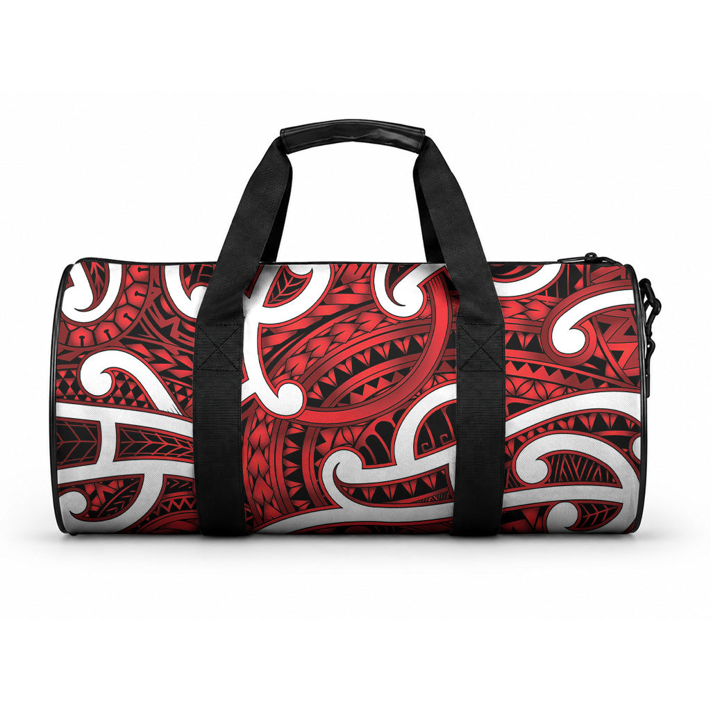 Aotearoa Maori Kowhaiwhai Duffle Bag Whero Puhoro and Patiki LT9 One size Red - Polynesian Pride
