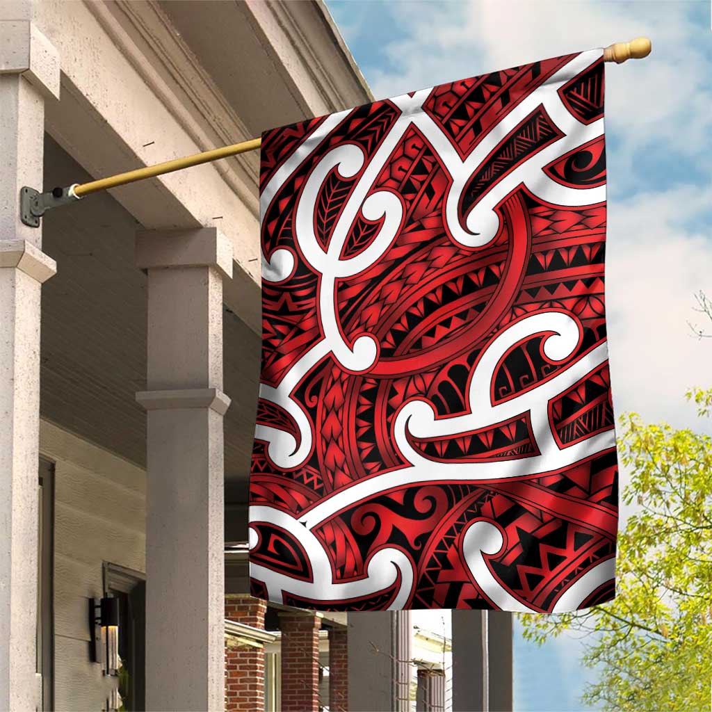 Aotearoa Maori Kowhaiwhai Garden Flag Whero Puhoro and Patiki