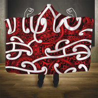 Aotearoa Maori Kowhaiwhai Hooded Blanket Whero Puhoro and Patiki