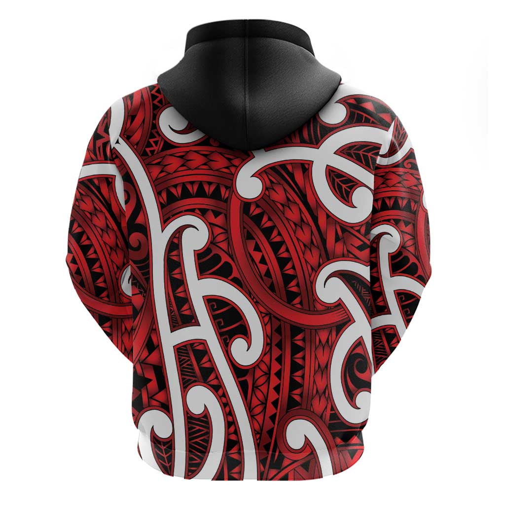 Aotearoa Maori Kowhaiwhai Hoodie Whero Puhoro and Patiki