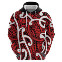 Aotearoa Maori Kowhaiwhai Hoodie Whero Puhoro and Patiki